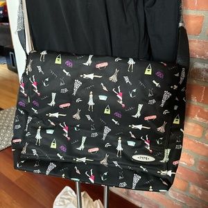 Vintage Nicole Miller ~ NWT ~Fashion Themed Laptop Messenger Bag ~ Leather Strap